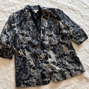 Cold Water Creek Navy/Cream Jacket with 3/4 Sleeves